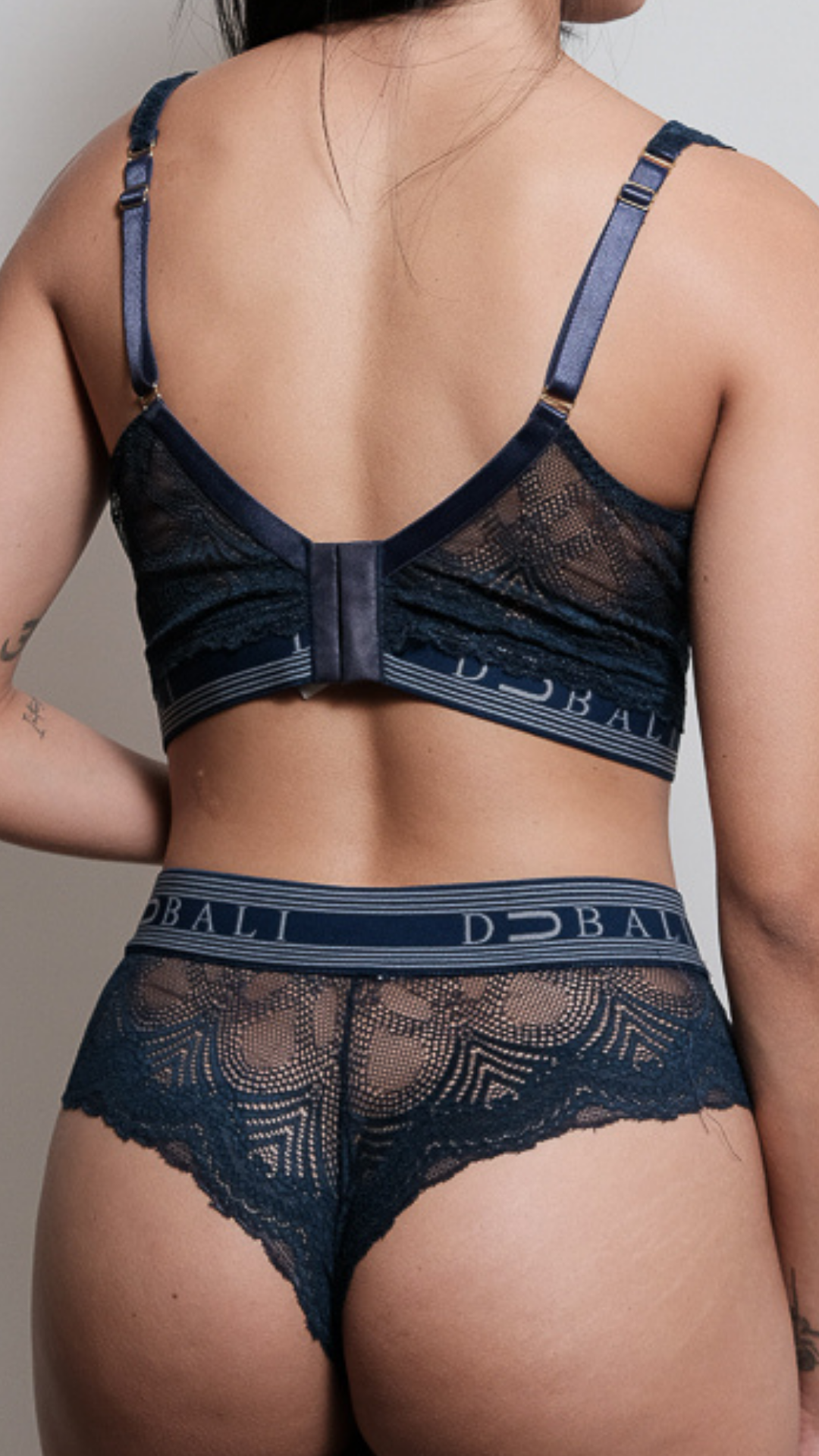 Conjunto Soutache Sutiã e Calcinha Renda Lingerie Azul Marinho Feminino