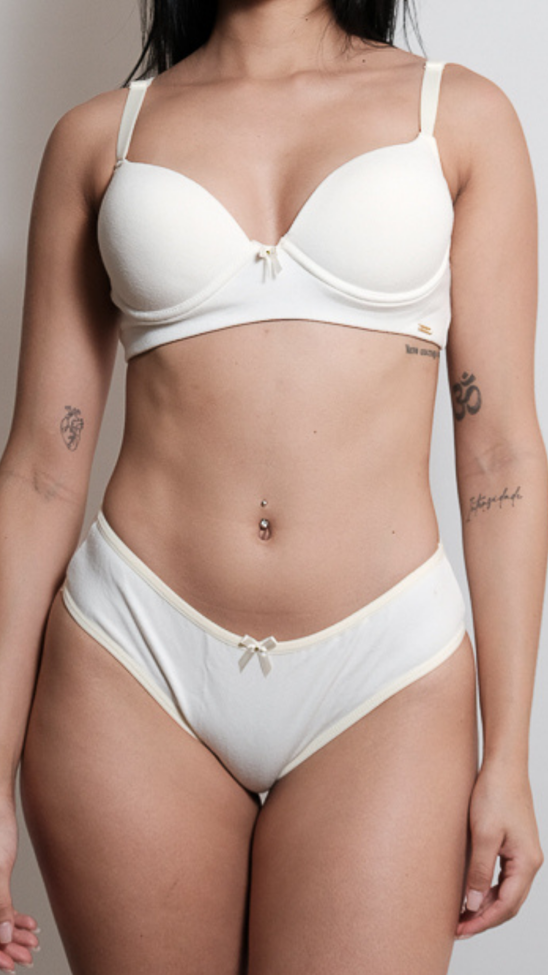 Conjunto Sutiã e Calcinha Lingerie Cotton Básico Off White Feminino